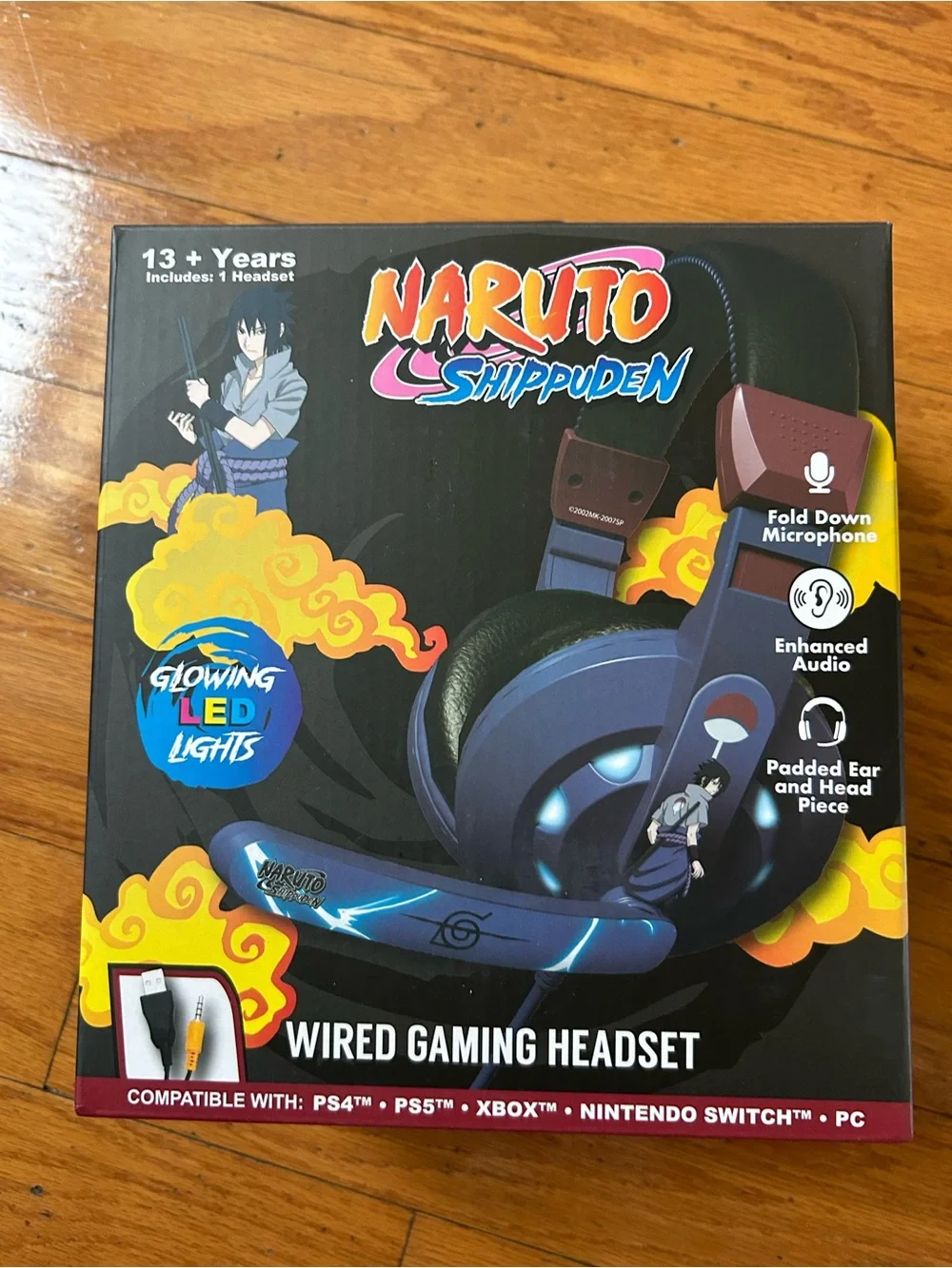 Limited Edition Naruto Shippuden Wired Gaming Headset with glowing LED lights